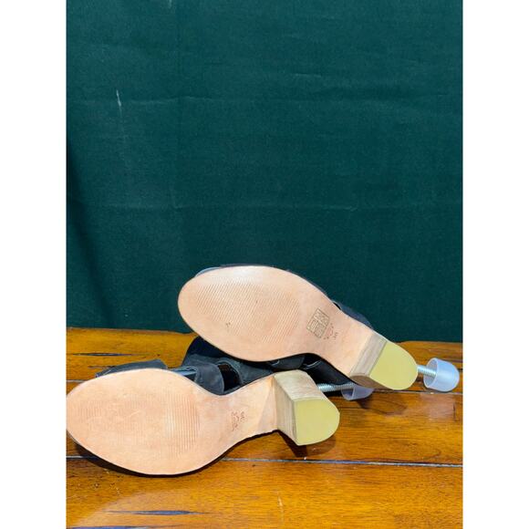 Free People Effie Black Leather Peep Toe Heel Booties size 38 euro - Picture 5 of 9